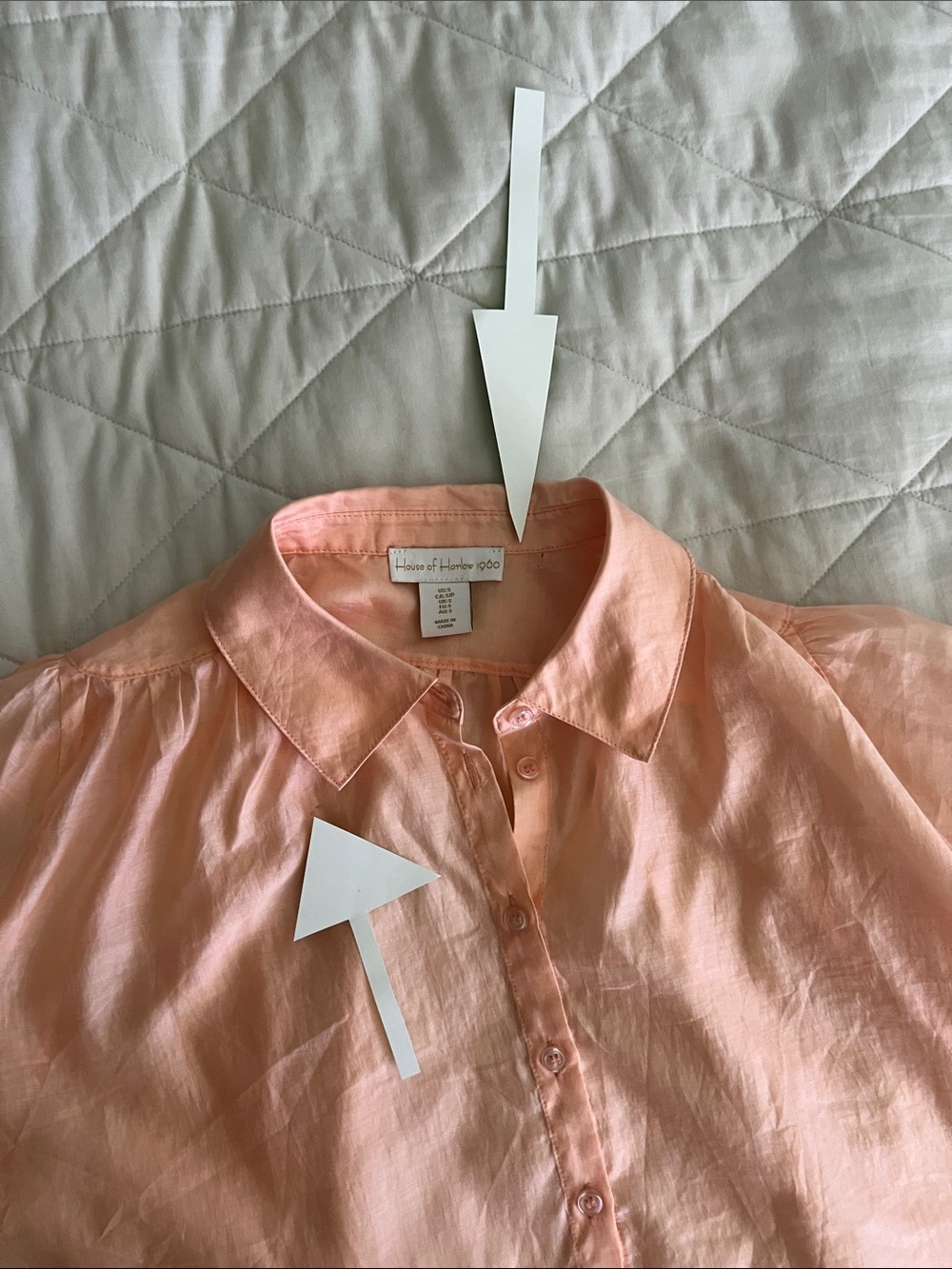 HOUSE OF HARLOW 1960 - Button Down Cropped Blouse peach - small - Picture 14 of 16